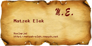 Matzek Elek névjegykártya