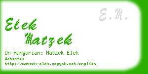 elek matzek business card
